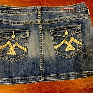 Denim Mini Skirt with Embroidered Back Pockets